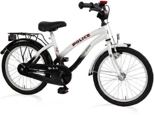 Bachtenkirch Kinder Fahrrad Police Cruiser Kinderfahrrad, Schwarz/Weiß, 18