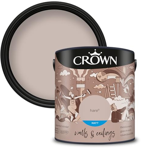 Crown Retail Core Emulsion Matt Hare 2.5 L | Rich velvety matt in Hare. Covers beautifully. Ideal for bedrooms & living rooms. Low VOC, low odour, vegan