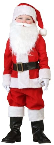 Toddler Santa Claus Costume with Hat, Jacket, Pants, Belt, Gloves, & Boot Tops for Christmas Holiday Celebrations 4T