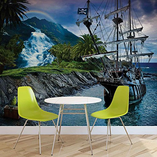 Forwall Vlies Fototapete Tapete Vliestapete Shiff Piraten AF2051VEXXL (312cm x 219cm) Photo Wallpaper Mural