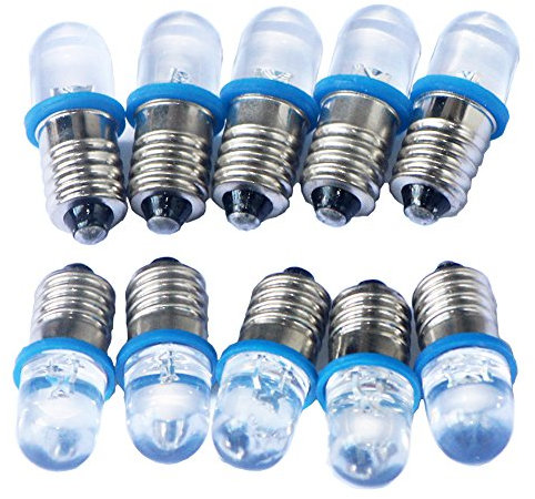 GutReise 10x E10 6V Blue Spotlight LED Bulb Flood Light Bulbs + 10pcs E10 Base
