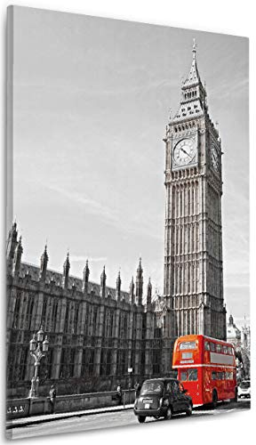 Wallario Leinwandbild London Red Bus - Wandbild 60 x 90 cm: Kunstdruck | Brillante lichtechte Farben | hochauflösend | verzugsfrei