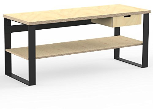 AUPROTEC Profi Design Werkbank 1800 x 750 x 850 mm Arbeitsplatte Multiplex 40mm mit 1 Schublade und Ablage Holz Werkbankplatte Multiplexplatte Industriequalität Massiv Arbeitstisch