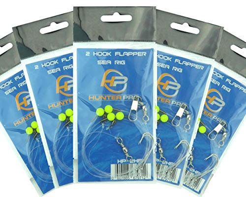 Sea Fishing Rigs X 5. 2 Hook Flapper Rig. Hunter Pro Sea Fishing Set