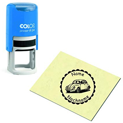 Stempel Kinderstempel AUTO - mit Motiv und persönlichem Namen - für Kinder