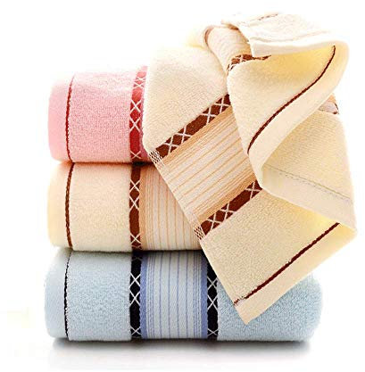 Qrity 3 pièces Ensembles de Serviettes, Serviette de Bain Bale Ensemble Cadeau 100% Coton, 35 x 75 cm, Serviettes à Main
