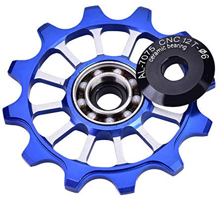 Fahrrad Umwerfer Riemenscheibe Fahrradführungsrad Schaltwerk Riemenscheiben 12T Keramik(Blau)