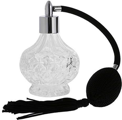 Uteruik Moda Botella de Perfume de la Vendimia atomizador de la Fragancia Aerosol Largo Bomba de Olor de Vidrio Recargable Herramientas de Maquillaje Accesorio 100 ml Negro