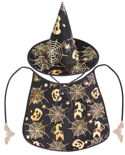 POPETPOP Hundekostü Set - Zauberer Hundebekleidung & Zubehör,Kreativ Outfit Für Hunde Katze, Satin Hunde Halloween Kleidung, Für Große Mittel Und Kleine Hunde(Size S)