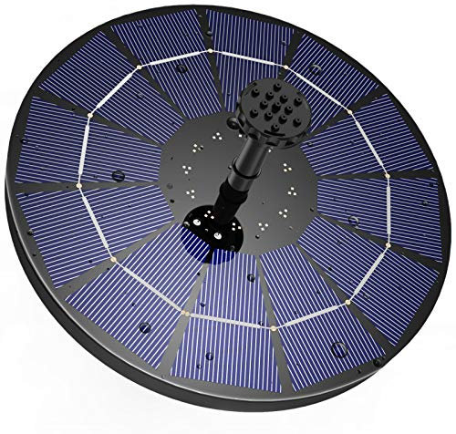 AISITIN Solarbrunnen für den Außenbereich, schwimmend, 3,5 W, Solarpumpe mit Akku und 6 Düsen, für Vogeltränke, Aquarium, Garten, Brunnen