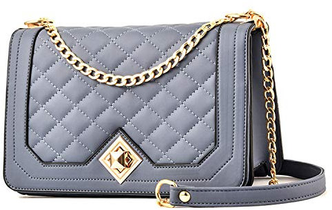 Travistar Damen Umhängetasche Kleine - Kette Schulterriemen Crossbody Bag - Lingge Tasche Schultertasche Abendtasche Citytasche Leder Feste Schultertasche Multifunktionstasche 23x15x9 cm, Blau