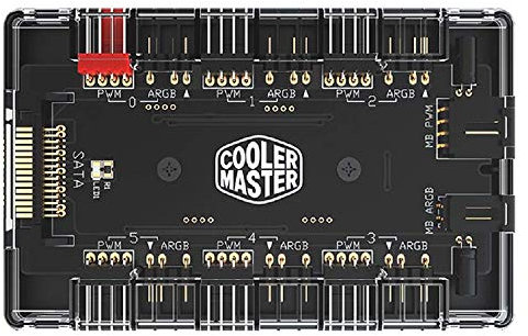 ARGB and PWM Fan HUB,6 Ports for Addressable RGB Lighting,1 to 6 Multi Way Magnetic backplane Splitter 5V/3PIN Case Fan Hub Adapter