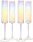 Maison & White Edge Champagne Flutes - Set of 4 | Flat Bottom Wine Glasses | Prosecco Glass | Christmas Drinking Glasses | Square Champagne Flutes | M&W (Iridescent)