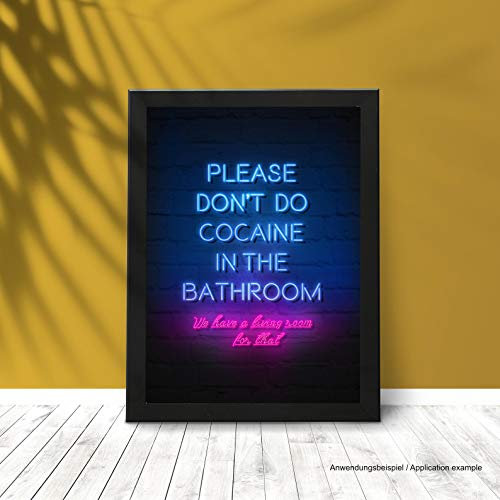 M&M Smartek Poster A3 - Bitte keine Drogen im Bad - Wir haben ein Wohnzimmer dafür - Hochauflösender Druck - Rechteckig - Unisex - Wanddekoration