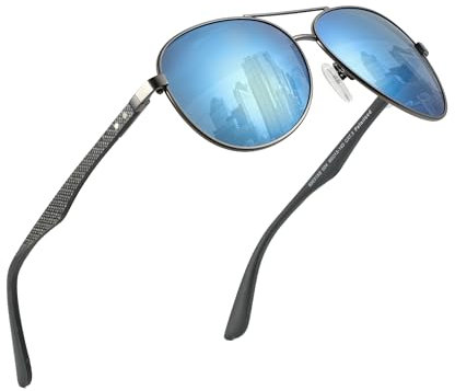 ZENOTTIC Sonnenbrille Herren Damen Polarisiert Retro Pilotenbrille Kohlefaser Metall Rahmen UV400 Schutz Fahren Reisen Angeln Sport