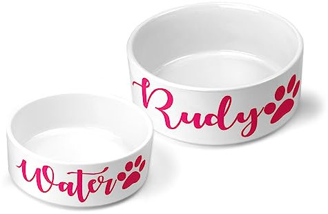 Personalised Pet Bowls Dog Bowl Cat Bowl Rabbit Animal Food Water Treat Mrs Hinch (Large Bowl (1 Lt), Pink)