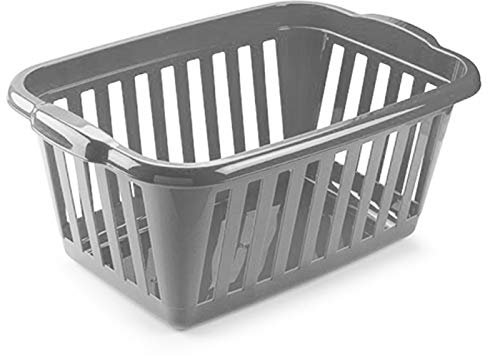 Plástico Cesta para la ropa rectangular, Pongo todo de plástico ,Cesta colada multicolor, Disponible 6 colores Para elegir que te más preferida (Plata)