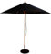BrackenStyle Wooden Garden Parasol – Pully Operated and Machine Washable Garden Umbrella – 11 Colours - 15kg Black Concrete Base Included (Black)