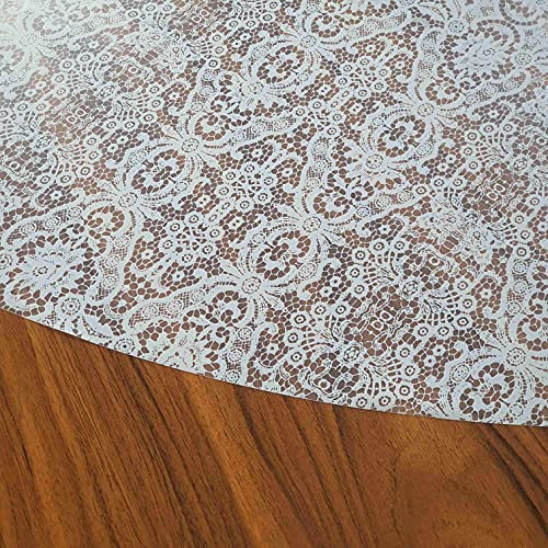Transparente Folie Tischdecke Tischfolie Schutzfolie mit Muster Aurora Dantelle Oval 130 x 160 cm abwaschbar