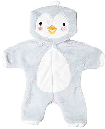 Heless 1198 - Overall für Puppen im Pinguin-Design, kuschelweicher Einteiler mit Kapuze und Reißverschluss, Größe 28 - 35 cm