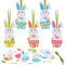 DKINY 12 Stück Ostern Hasen Bastelset für Kinder Osterhase Mix & Match Deko Anhänger Kreative Kunst und Bastelbedarf zum Basteln mit Moosgummi Teilen Osterdeko zum Basteln für Ostern