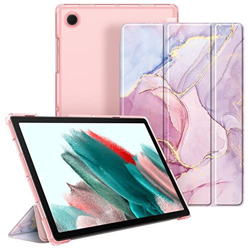 Fintie Hülle für Samsung Galaxy Tab A8 10.5 2022/2021, Ultradünn Schutzhülle mit Transparenter Rückseite Cover Auto Schlaf/Wach für Tab A8 10.5 Zoll SM-X200/X205/X207, Glorreicher Marmor