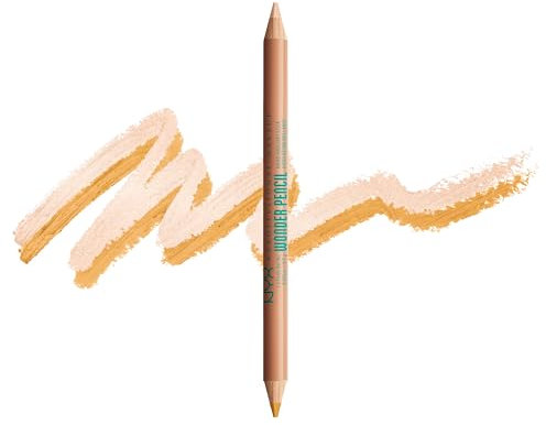NYX Professional Makeup Augenbrauen-Highlighter, Doppelseitiger Stift, Zum Highlighten, Abdecken und Formen, Wonder Pencil, Deep