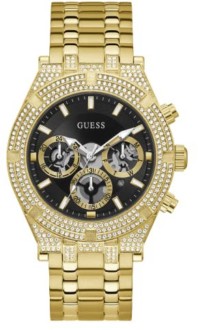 GUESS Mens Sport Multifunction 44mm Watch, Gold Tone/Gold Tone/Bling/Black, one, CONTINENTAL