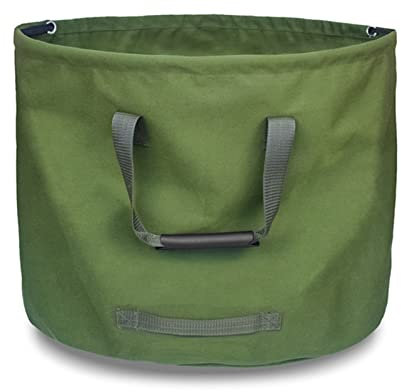 Wiederverwendbare Mülleimer mit 4 verstärkter Griffen(H 45.7 cm, D55.8 cm), Gartenabfallsäcke Extrem reißfester Gartensack aus beschichtetem Segeltuch, UV-Stabil und Wasserabweisend