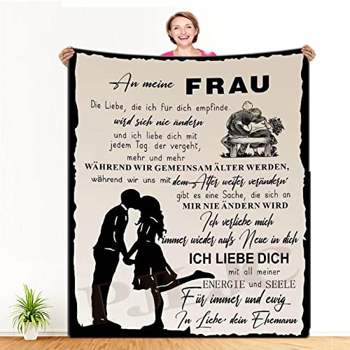 Kuscheldecke Personalisierte Decke An Meine Ehefrau, Hochzeitstag Jahrestag Geburtstag Valentinstag Liebe Geschenke für Frauen, Decke An Meine Frau Von Ehemann, Super Weiche Kuscheldecke Flanelldecke