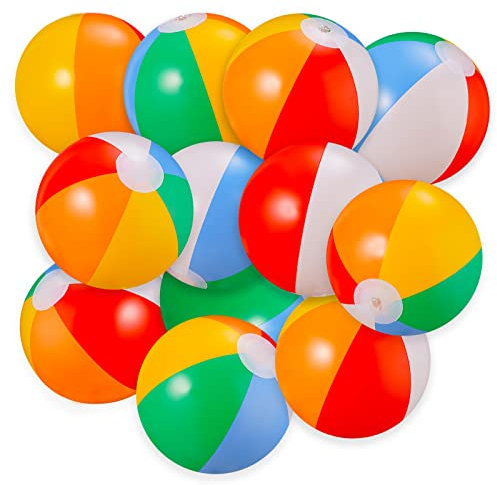 SCIONE 12 pièces Ballon de Plage Gonflable 22cm Coloré Ballon de Plage Gonflable Petite Piscine Plage Jouet Ballon pour Enfants