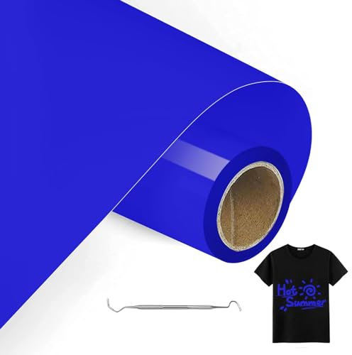 MeYuxg Vinilo Textil Azul Zafiro - 30,5 CM x 6 M Rollo Termoadhesivo para Cricut & Cameo - Fácil de Cortar & Desherbar (Azul)