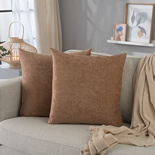 ZIGZAX 2er Set 50x50cm Kissenbezug SAMT Dekorative Kissenbezüge Dekokissen Sofakissen Kissenhülle Kissenbezug Weich Kuschelig Dekorativ Bezug für Wohnzimmer Schlafzimmer Braun