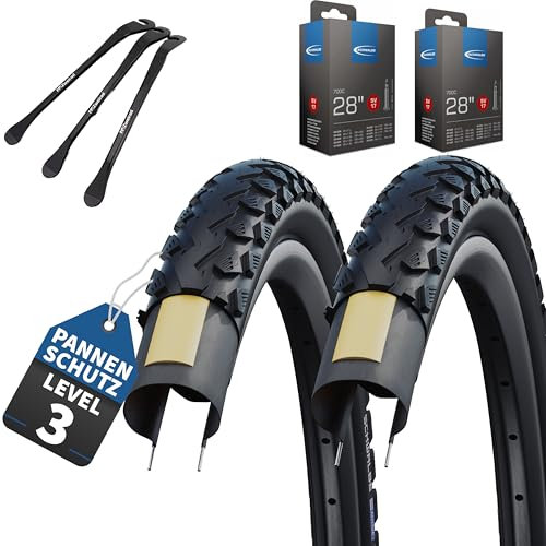 2er Set Reifen Land Cruiser 28 Zoll (47-622) auswählbar mit Schläuchen + MSZweirad Reifenheber Active Line (28 x 1,75 (47-622), SV Schläuche)