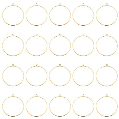 DICOSMETIC 20 Stück Runder Rahmen Anhänger 35 mm Offene Lünette Charm Hohl Harz Rahmen Blume Harzform Foto Medaillon Anhänger Für DIY Schmuckherstellung