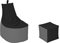 MILLINDABAG Modern Sitzsack für Kinder und Erwachsene Sessel Kissen In & Outdoor Gaminggeignet & bereits gefüllt Sitzkissen Bodenkissen (Anthrazit - Schwarz, XXL - Durchmesser 78 cm mit Hocker)