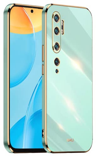 EASSGU Galvanisierter Rahmen Handyhülle für Xiaomi MI Note 10 / Xiaomi MI Note 10 Pro (6.47 Inches), Weiche TPU Silikon Schutzhülle - Grün