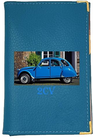 Syl'la Personnalisez Votre Porte Carte Grise et Papier Voiture en Cuir pour Femme ou Homme avec Votre Photo ou Logo et Texte (Ciel)