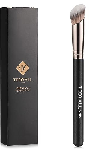 TEOYALL Unter-Augen-Concealer und Angewinkelter Kontur Pinsel - Synthetischer Kabuki zum Verbergen, Mischen, Festlegen und Auftragen von Flüssigen, Cremes und Puder-Kosmetika