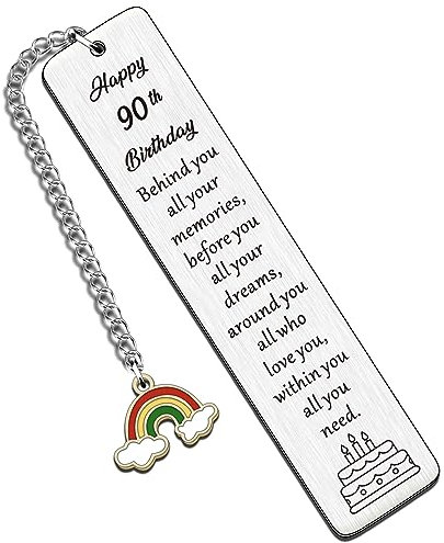 QMVMV 90th Birthday Gifts for Women Men,Happy Birthday Bookmark Gifts for Mum Dad Grandparents Wife Husband Best Friend Sister