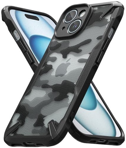 Ringke Fusion-X Case Compatible with iPhone 15 Plus 6.7-Inch, [Military-Grade Protection] Advanced Protection PC + TPU Bumper Phone Cover - Camo Black