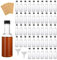 wordmouk Bouteille Miniature en Plastique 48PCS Mini Bouteille de 25mL Vide Réutilisable Mignonette Alcool pour Mariages et Fêtes avec Bouchons à Vis Noirs et Entonnoir pour Liquides Vin