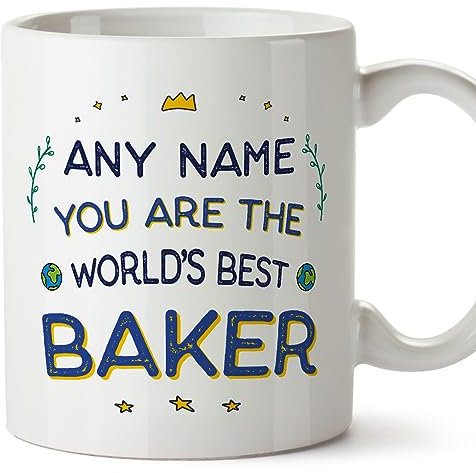 MUGFFINS Personalised Mug for Baker - in English - World's Best - Funny Custom Gift for Colleagues - Ceramic 11oz Mug
