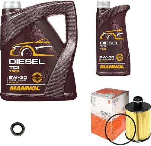 Inspektionspaket Wartungspaket Filterset mit 6 L Motoröl Diesel TDI 5W-30, Ölfilter, Dichtring