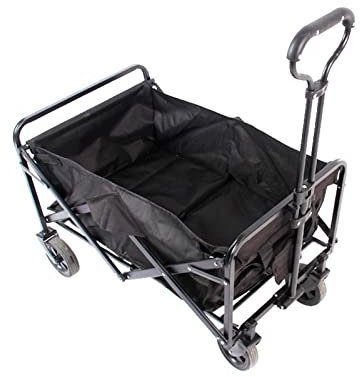 ONDIAN Bollerwagen Faltbar Klapper Camping Cart Outdoor Garden Trailer Wagon Trolley für Camping Strand (Farbe : Black, Size : 72x48x90cm)