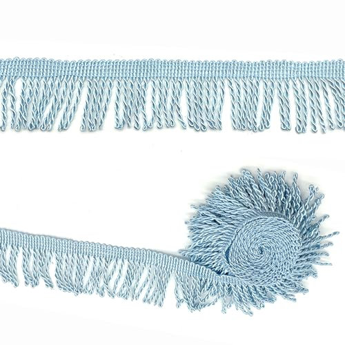 OHYER 3 Meter Langer (x 5.5cm Durchmesser) Fringe Trim Fransen Bullion Fransen Trim Nähen Schnittfranse Blau Long Bullion Fringe Border for Curtains Sofa Crafts & Decoration Furniture Fringe Twisted