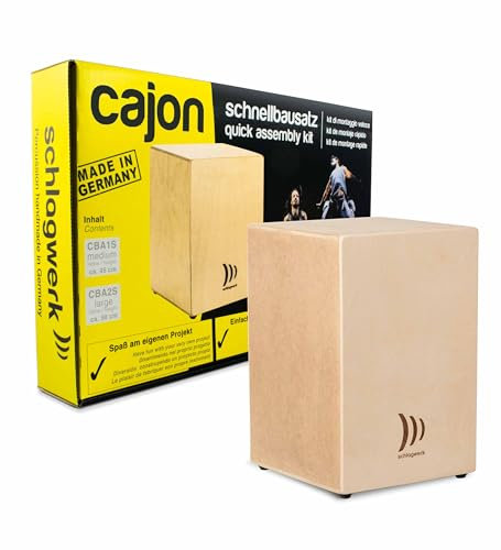 Schlagwerk CBA10S Cajon Medium Bausatz - helles Holz, Birke - 45 x 30 x 30 cm - mit Snare Funktion, Komplett inkl Spanngute und Leim - Cajon selbst bauen - Made in Germany