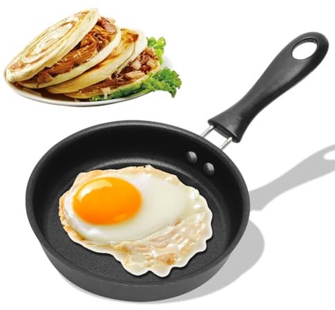 Gohytal Small Egg Pan, 12cm 4.7 Mini One Egg Frying Pan, Non-Stick Mini Frying Pan, Mini Pan Non Induction, Portable Camping Cooking Omelet Pan Pot with Handle, One Egg Small Frying Pan for Gas Stove