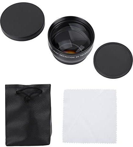 MUNEFE 52mm 2X Magnification Teleconverter Lens, Aluminium Alloy Telephoto Lens, HD Telephoto Conversion Lens for Mount Camera