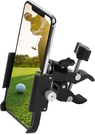 ZIDIYORUO Golf Cart Phone Holder, Aluminum Cell Phone Caddy Holds 4.7-7.1 Devices, 360° Adjustable Golf Phone Mount Holder for Golfers with C Clip for Golf Cart, Bike, Motorcycle and Stroller